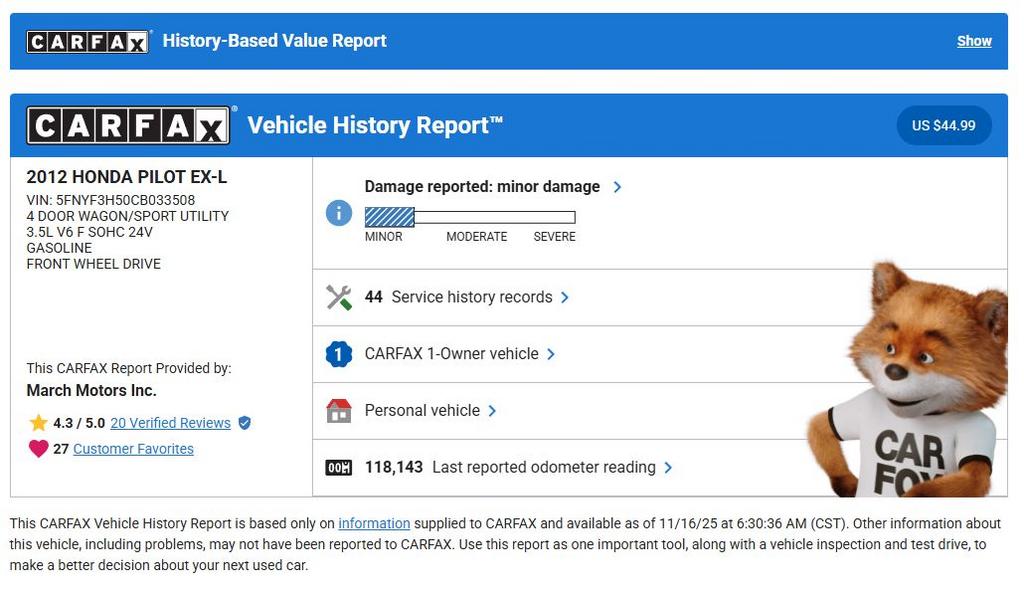 2012 Honda Pilot EX-L
