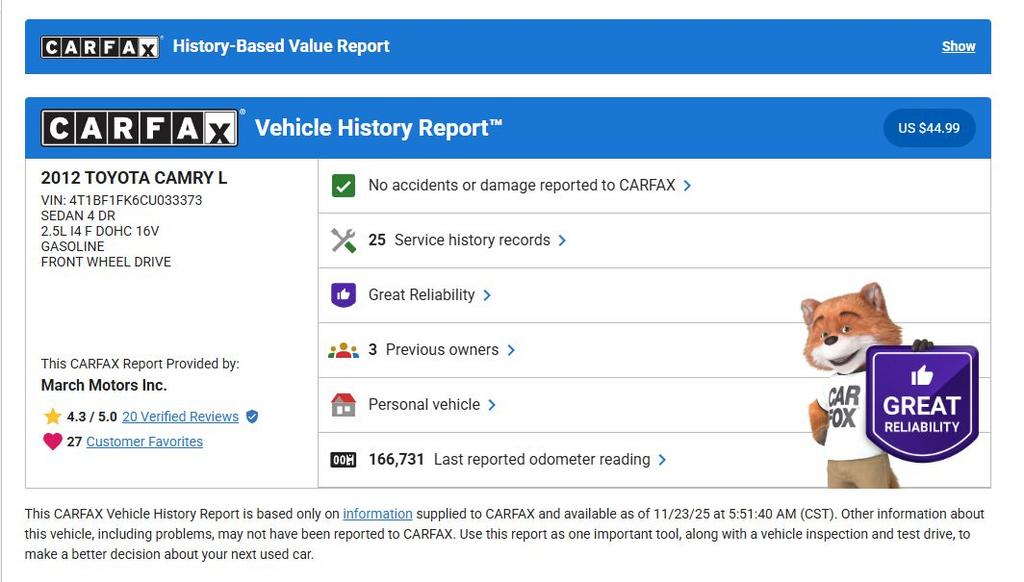 2012 Toyota Camry SE